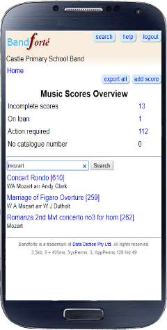 Overview of musical scores page