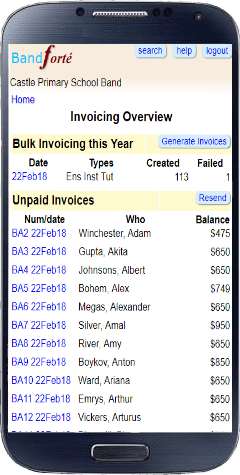 Invoicing overview page